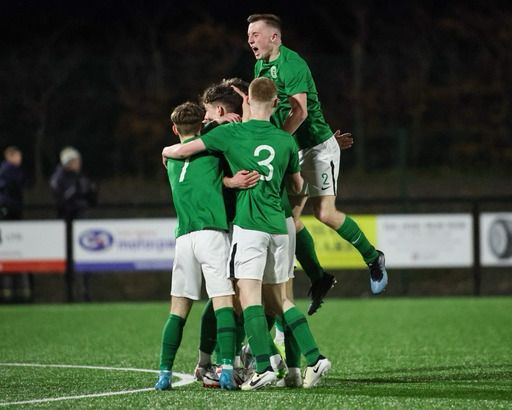 Northern Ireland schools' players celebrate a goal