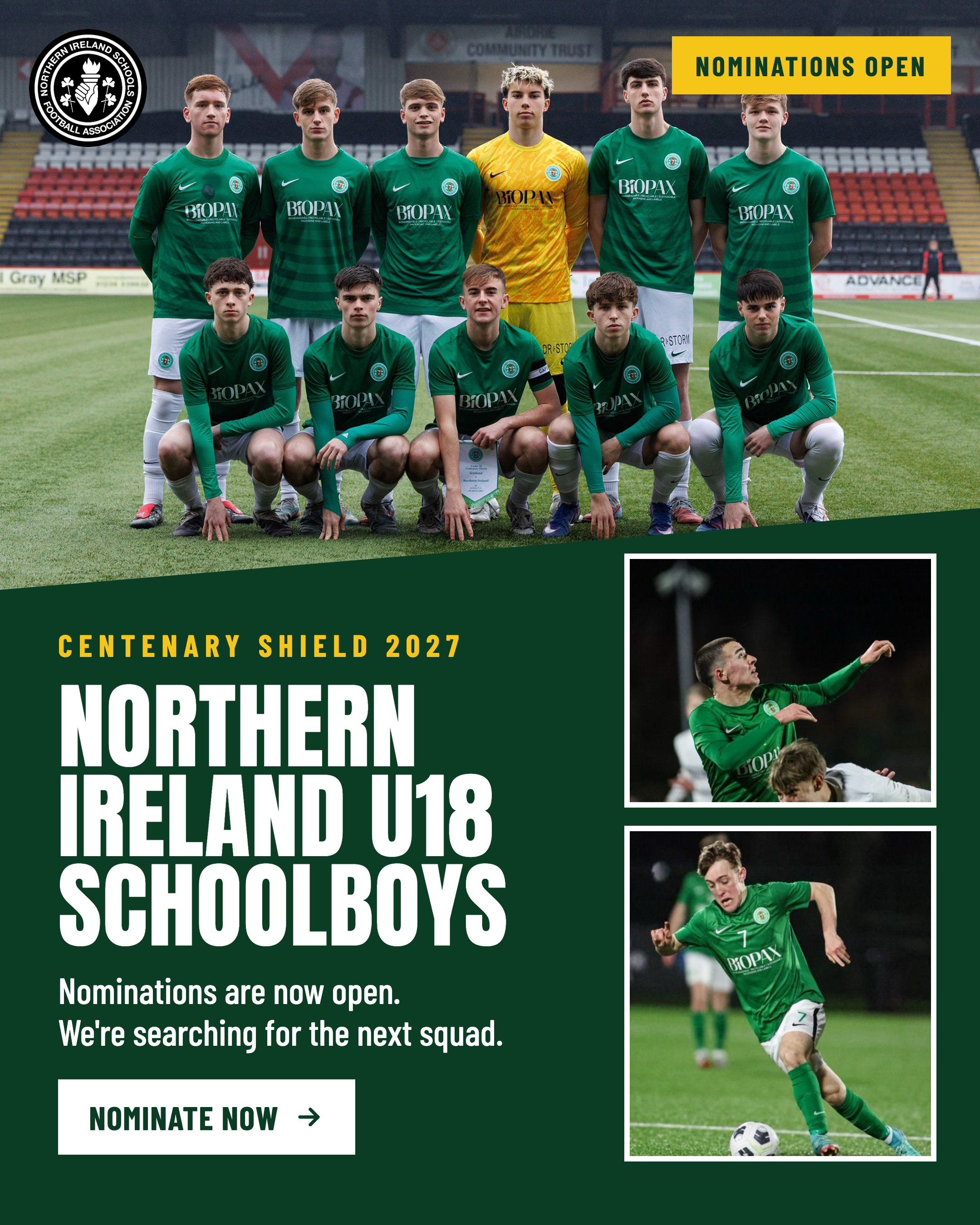 NI U18 Schoolboys nominations open